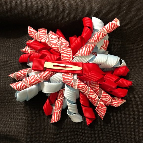Red Zebra with Mint  Korker Bow   (2)  4B2774   Handmade NWT Boutique - Picture 2 of 3